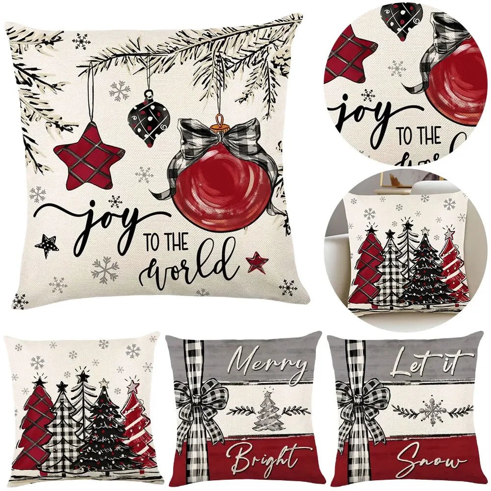 Christmas Linen Cushion Covers Enhance Your Home with Festive and Durable Design for Cozy Winter Decor - silverfoxgoods